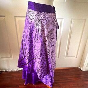 Wrap Skirt OSFM Purple Boho Convertible Asymmetrical Midi Iris Impressions